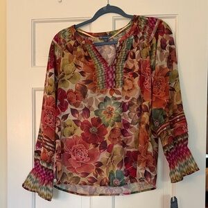 Democracy Multicolor Floral Peasant Blouse